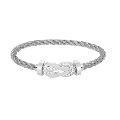 [Lumi Jewels]CHANCE LARGE 8 FIGURE BUCKLE HALF DIAMOND BRACELET SILVER