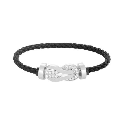[Lumi Jewels]CHANCE LARGE 8 FIGURE BUCKLE HALF DIAMOND BRACELET SILVER