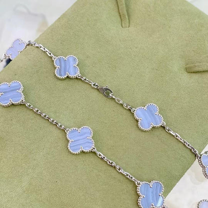 [Lumi Jewels]COLLIER TRÈFLE 10 MOTIFS CALCÉDOINE VIOLETTE