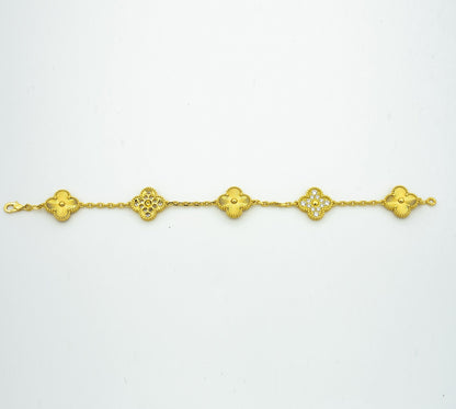 [Lumi Jewels]CLOVER BRACELET 5 MOTIFS GOLD DIAMOND