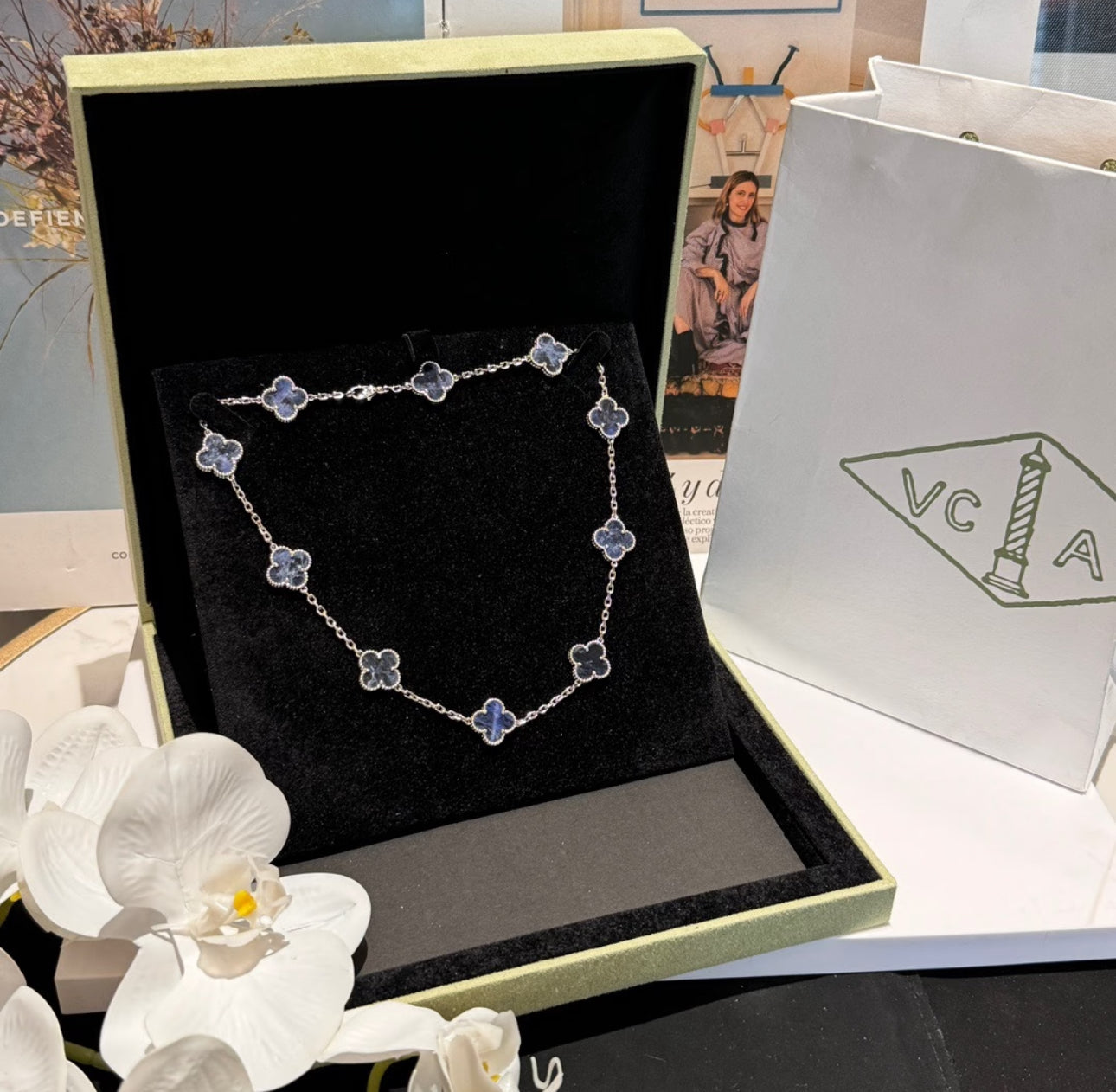 [Lumi Jewels]CLOVER 10 MOTIFS BIDE STONE NECKLACE