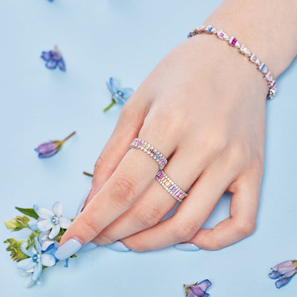 [Lumi Jewels]Dainty Kaleidoscopic Emerald Cut Daily Ring