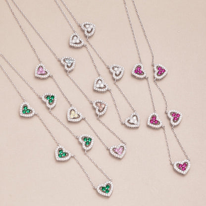 [Lumi Jewels]Sparkling Five Heart Necklace