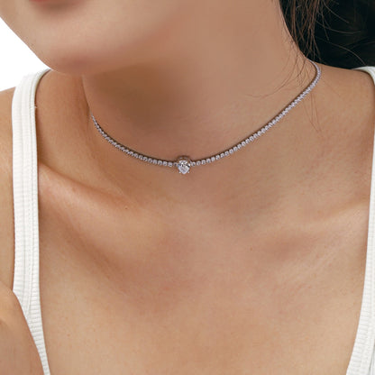 [Lumi Jewels]1.0 carat Unique Pear Cut Tennis Necklace