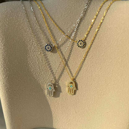 [Lumi Jewels]Demon Eye Hamsa Palm Necklace