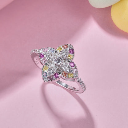 [Lumi Jewels]Luxurious Colorful Flower Shape Banquet Ring