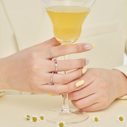[Lumi Jewels]Ornate Colorful Round Cut Tennis Ring