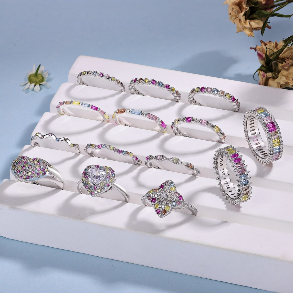 [Lumi Jewels]Exquisite Multicolored Emerald Cut Daily Ring