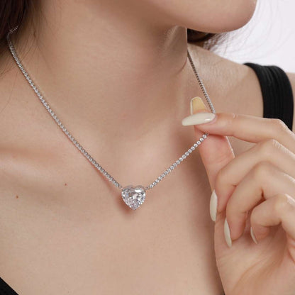 [Lumi Jewels]8.0 Carat Versatile Colorful Sweet Heart-Shaped Tennis Necklace