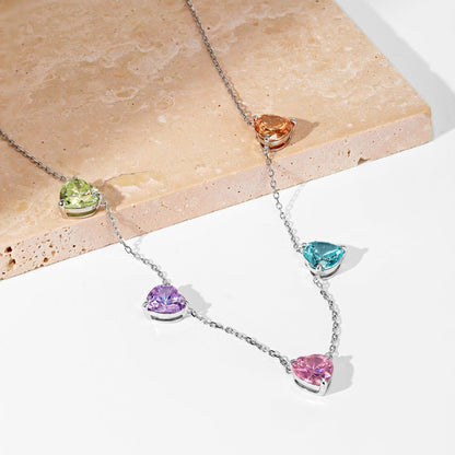 [Lumi Jewels]Sparkling Colorful Heart Cut Necklace