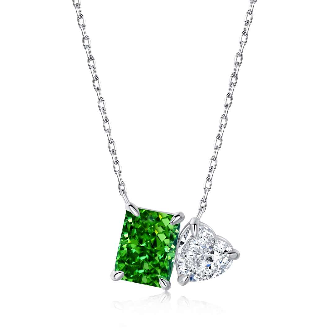 [Lumi Jewels]Dazzling Square & Heart Shape Necklace