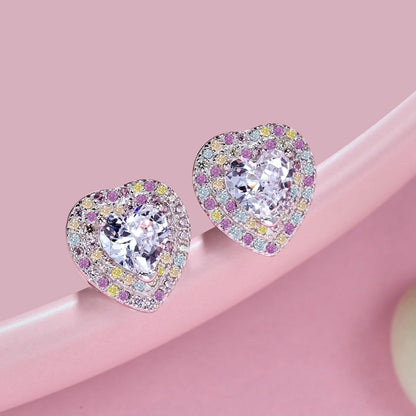 [Lumi Jewels]Dazzling Heart Shape Lover Earrings