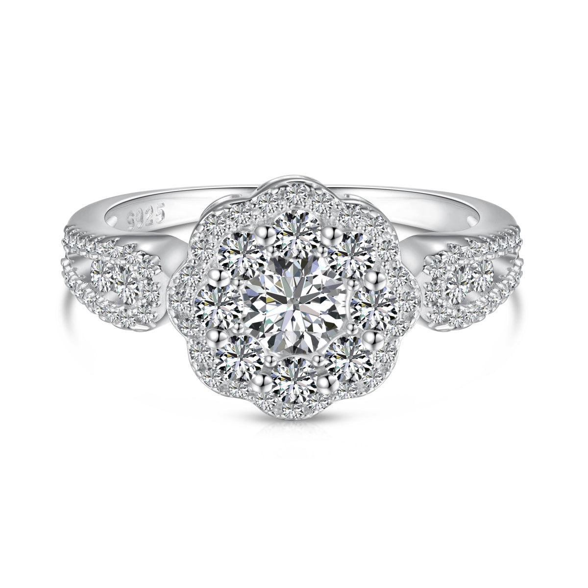 [Lumi Jewels]Delicate Colorful Round Cut Flower Shape Wedding Ring