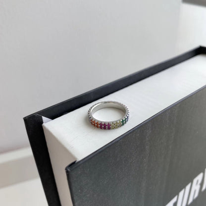 [Lumi Jewels]Unique Colorful Round Cut Tennis Ring