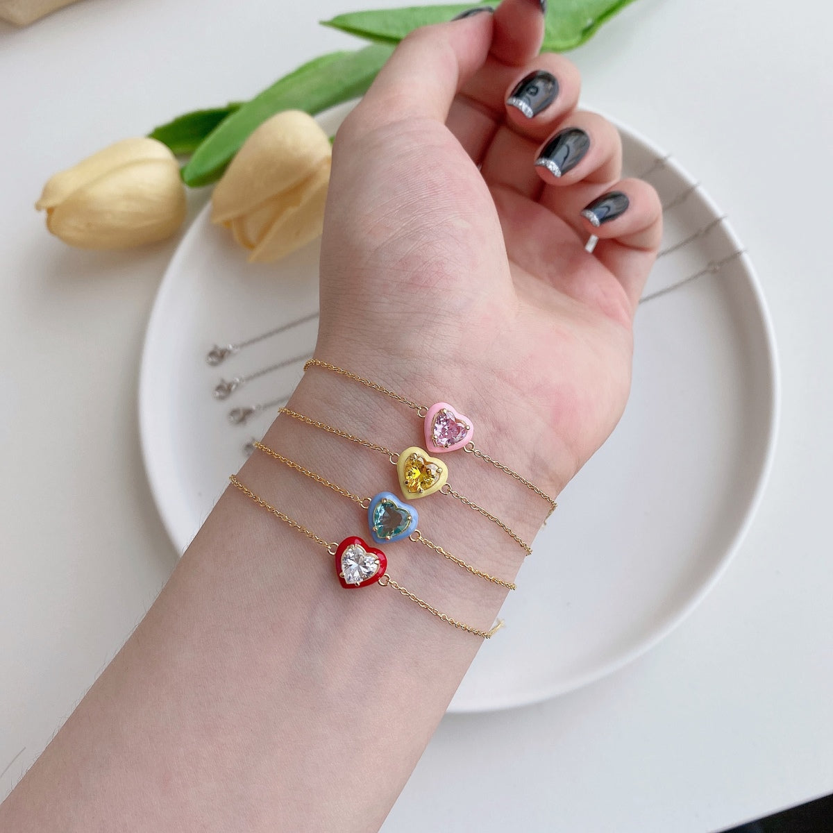 [Lumi Jewels]Sparkling Romantic Heart Shape Lover Bracelet