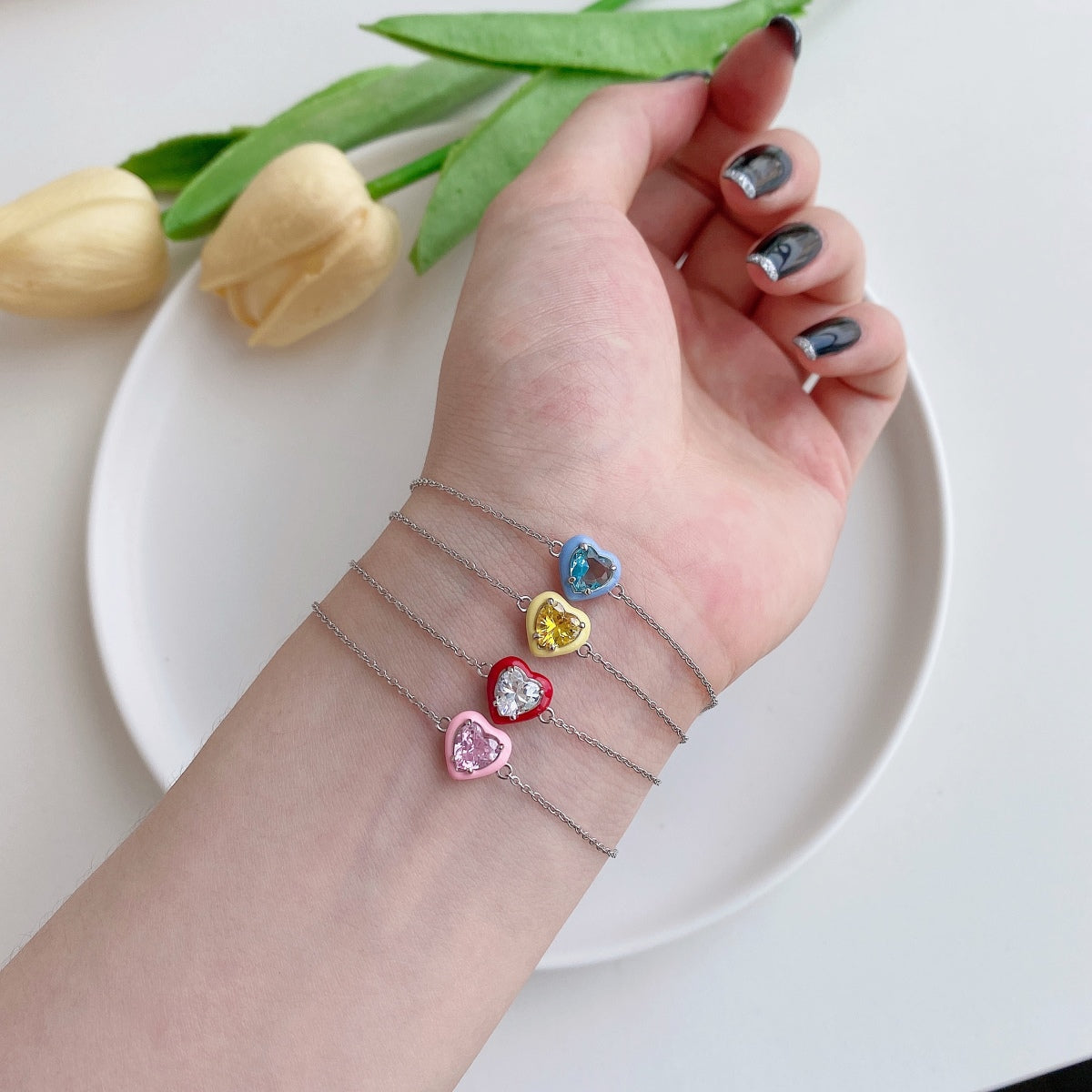 [Lumi Jewels]Sparkling Romantic Heart Shape Lover Bracelet