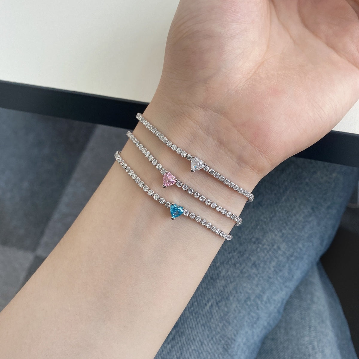 [Lumi Jewels]0.5 Carat Elegant Romantic Heart Shape Lover Bracelet