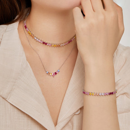 [Lumi Jewels]Luxurious Colorful Romantic Heart Shape Lover Bracelet