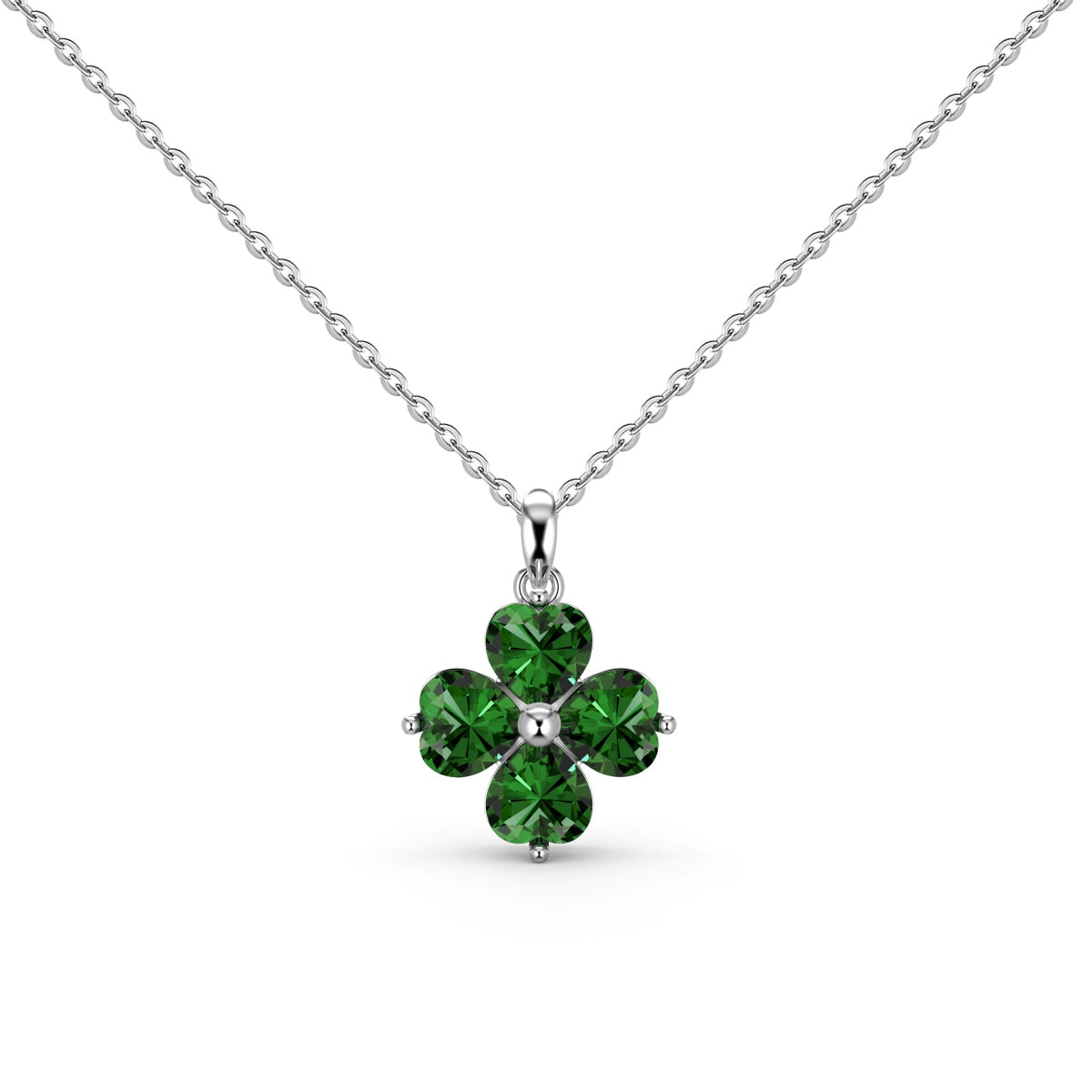 [Lumi Jewels]Heart-Shaped Four-Leaf Clover Bead Necklace