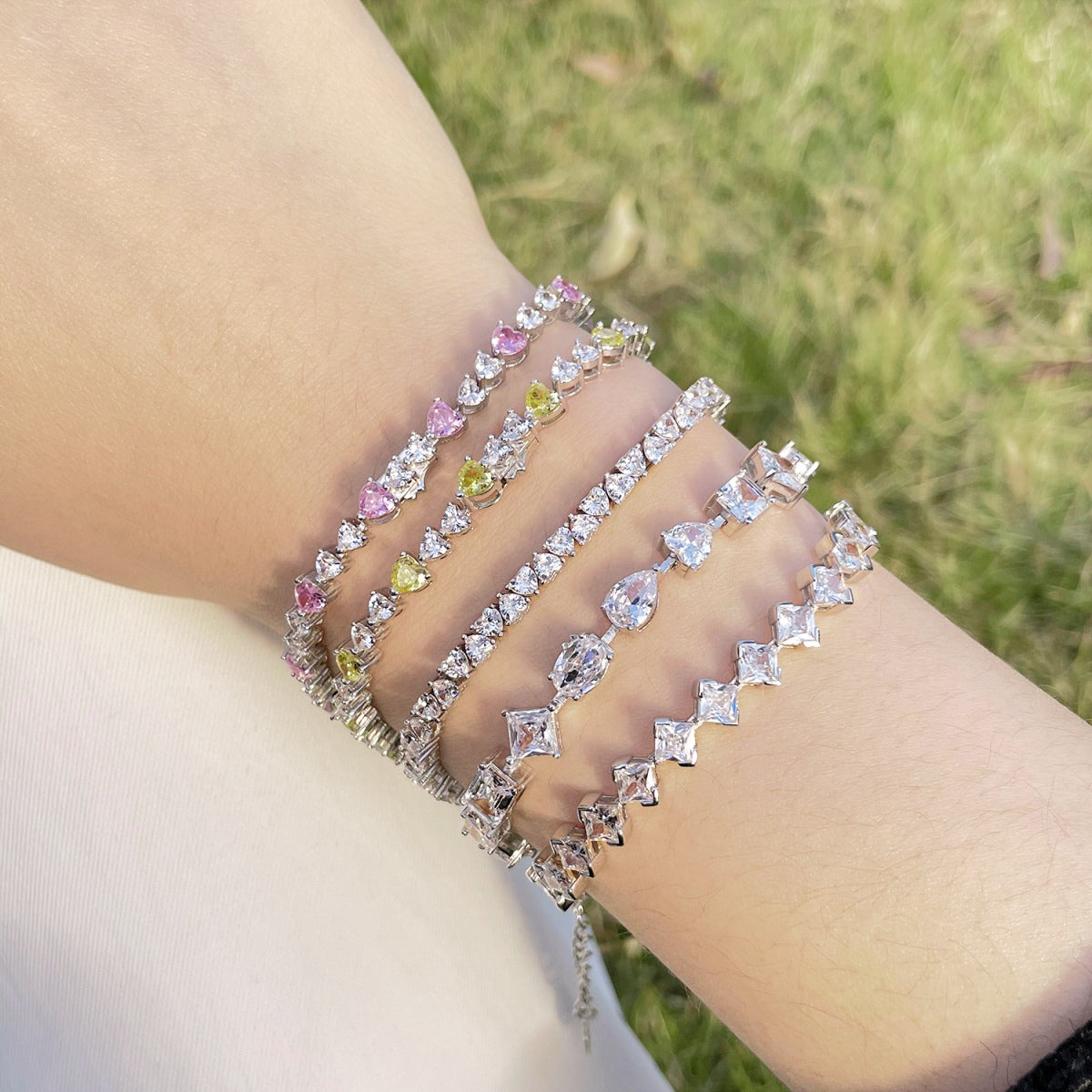 [Lumi Jewels]0.5 Carat Ornate Princess Cut Daily Bracelet