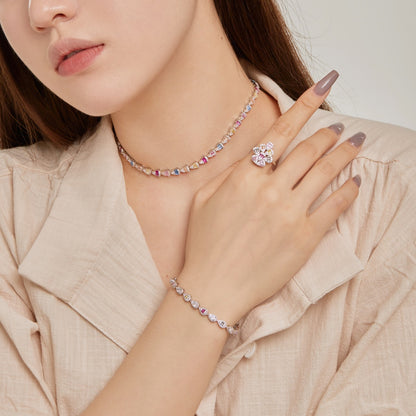 [Lumi Jewels]Sparkling Colorful Water Drop Shape Daily Ring