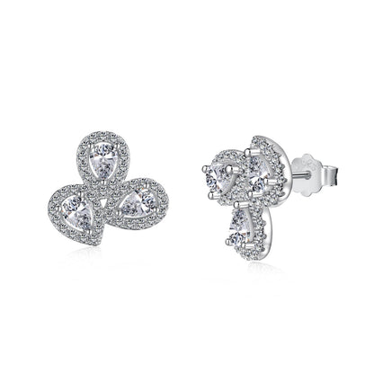 [Lumi Jewels]Ornate Flower Shape Pear Cut Lover Earrings