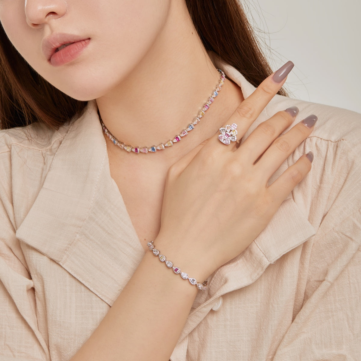 [Lumi Jewels]Radiant Colorful Rainbow Necklace