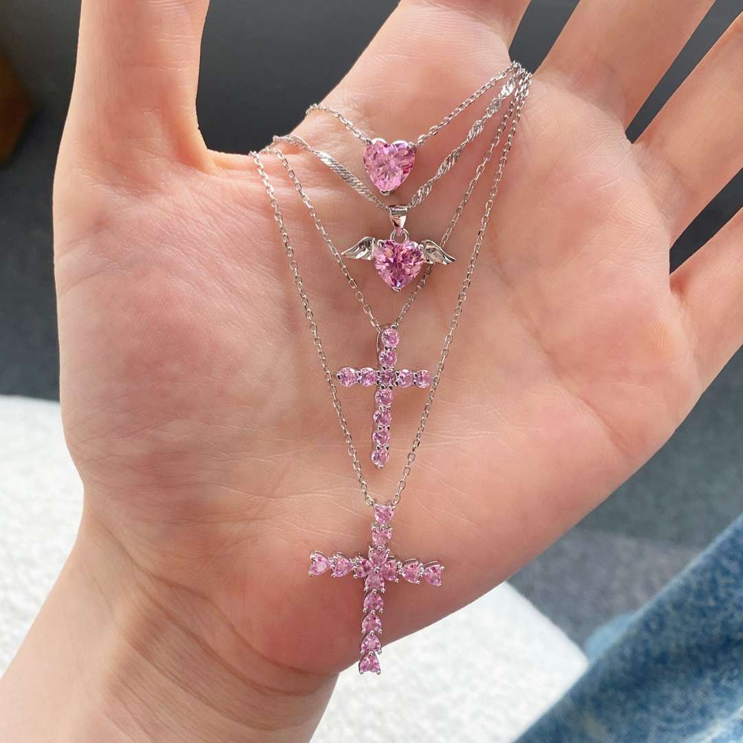 [Lumi Jewels]Heart Shape Main Stone Pendant Collarbone Necklace