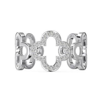 [Lumi Jewels]Hollow Design Four-Leaf Clover Flower Shape Ring