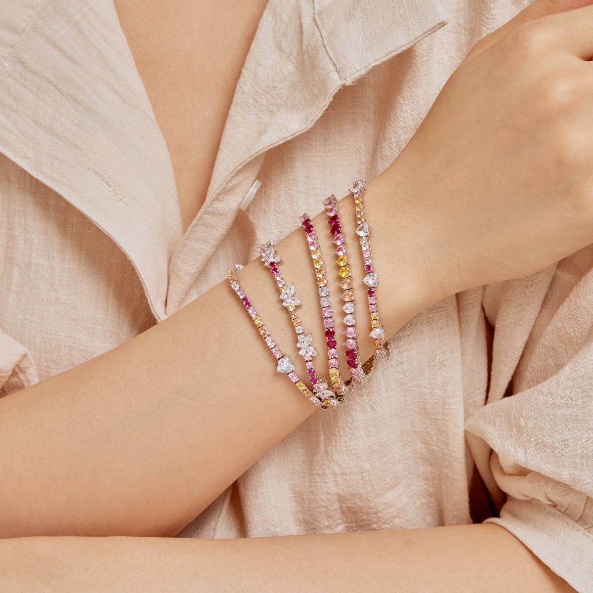 [Lumi Jewels]Radiant Colorful Round Cut Tennis Bracelet