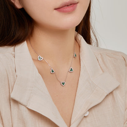 [Lumi Jewels]Sparkling Five Heart Necklace