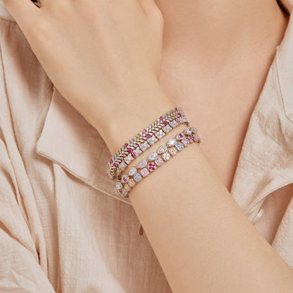 [Lumi Jewels]Delicate Colorful Emerald Cut Daily Bracelet