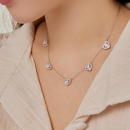 [Lumi Jewels]Sparkling Five Heart Necklace