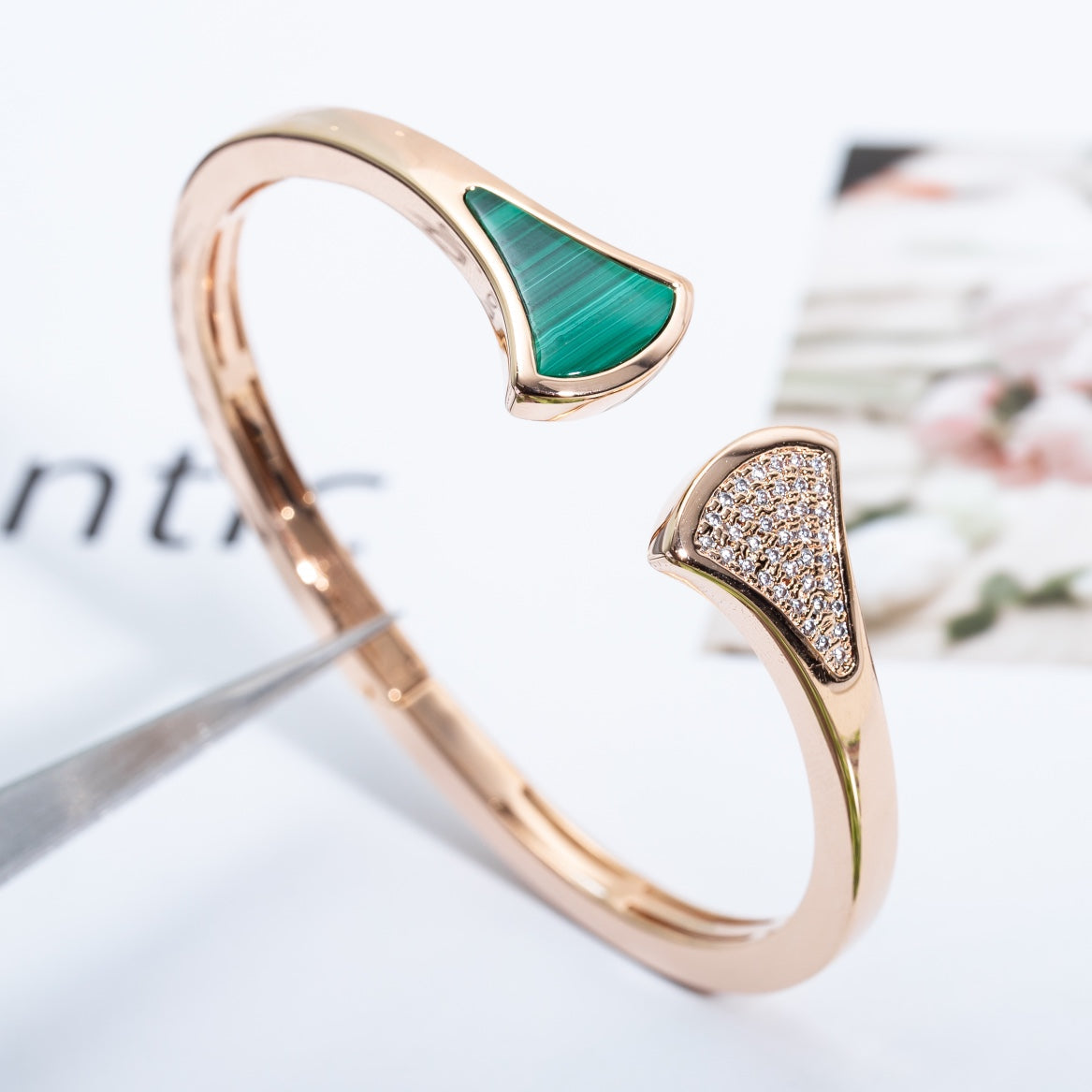 [Lumi Jewels]DREAM BRACELET OPEN MALACHITE PINK GOLD