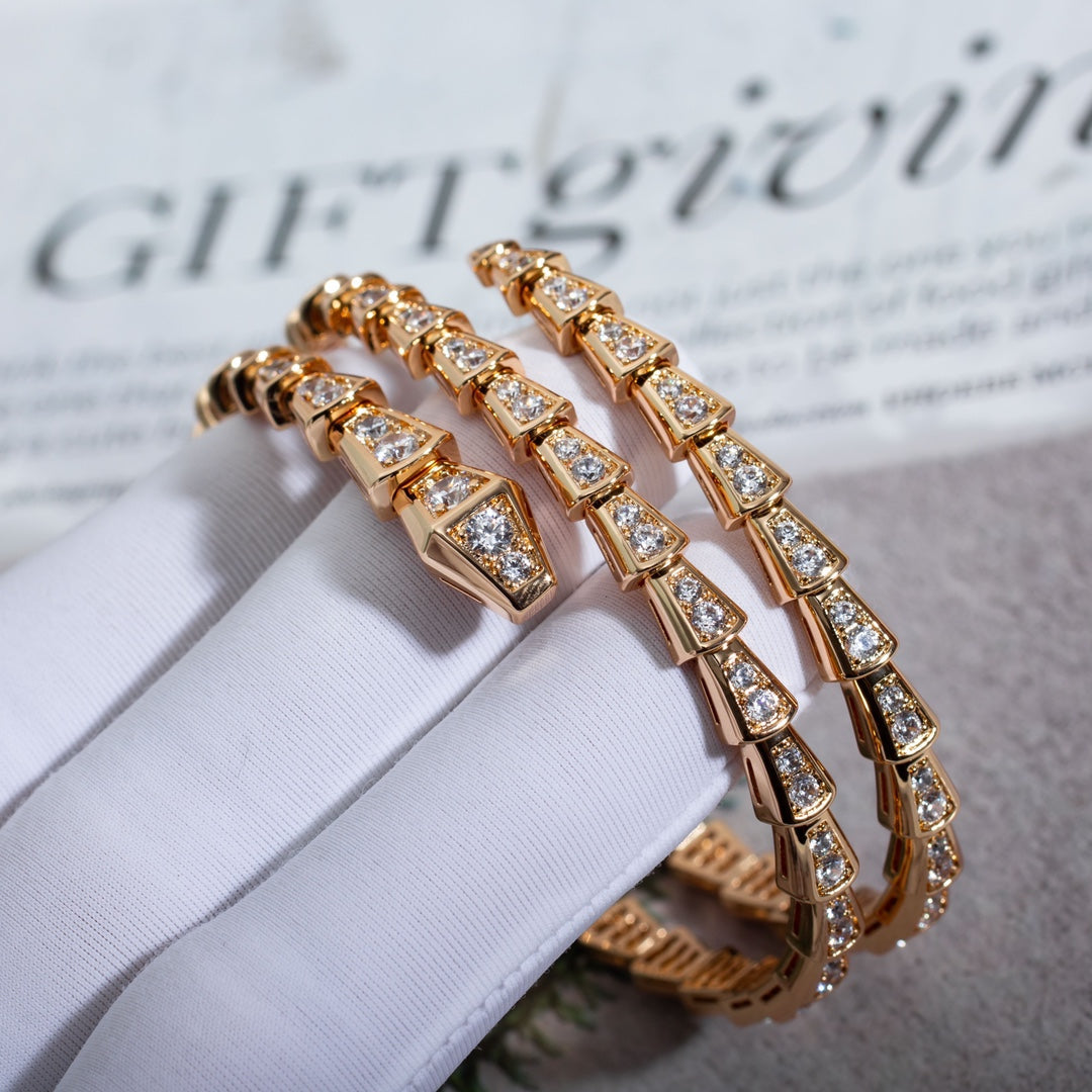 [Lumi Jewels]SERPENTI BRACELET PINK GOLD DIAMOND DOUBLE ROW