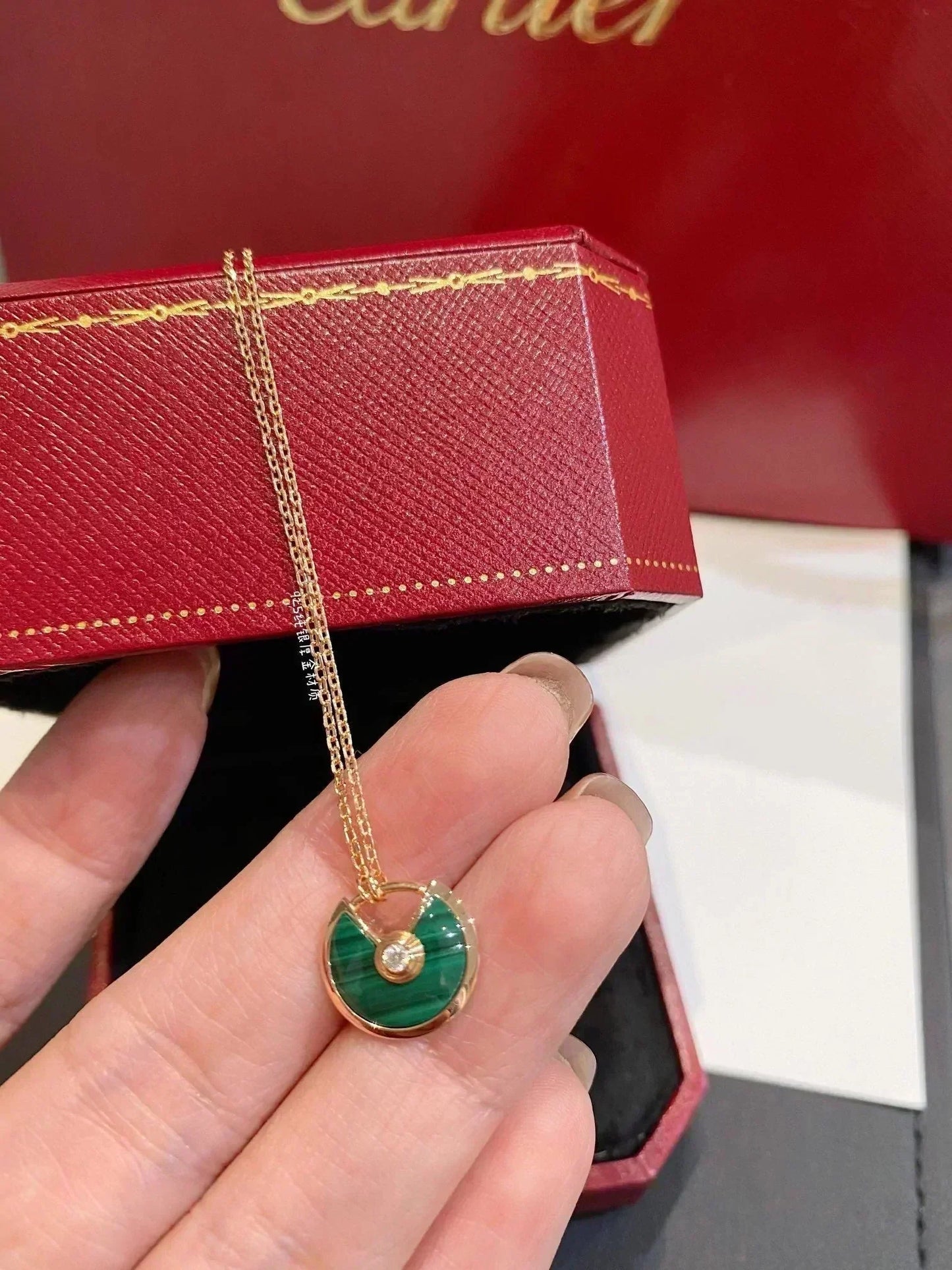 [Lumi Jewels]AMULETTE ROSE GOLD MALACHITE NECKLACE