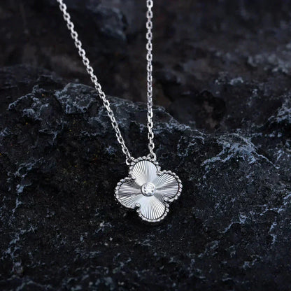 [Lumi Jewels]CLOVER COLLIER DIAMANT LASER 15MM ARGENT