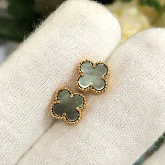 [Lumi Jewels]CLOVER MINI 9.5MM GRAY MOP EARRINGS