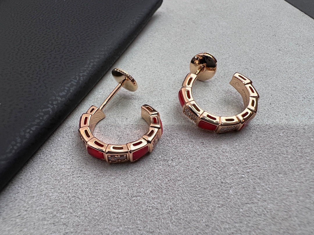 [Lumi Jewels]SERPENTI CARNELIAN PINK GOLD EARRINGS