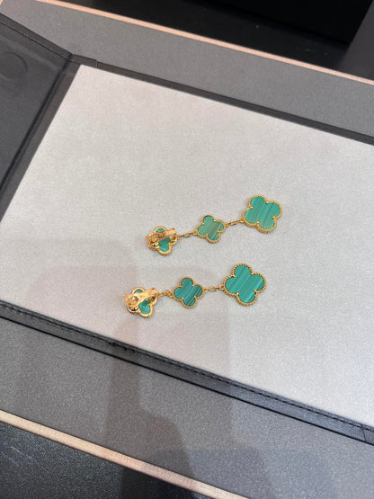[Lumi Jewels]CLOVER MALACHITE 3 MOTIFS GOLD