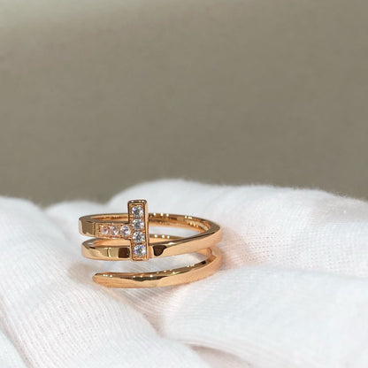 [Lumi Jewelry]T WIRE DOUBLE ROWS RING PINK GOLD