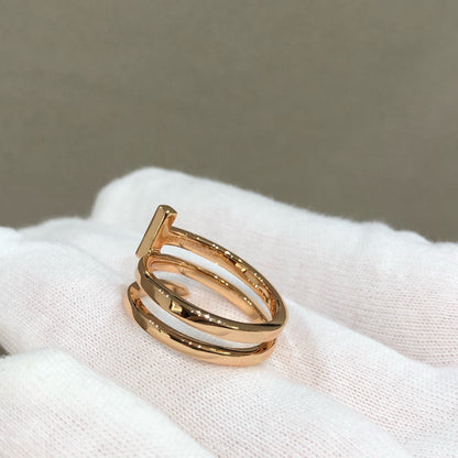 [Lumi Jewelry]T WIRE DOUBLE ROWS RING PINK GOLD