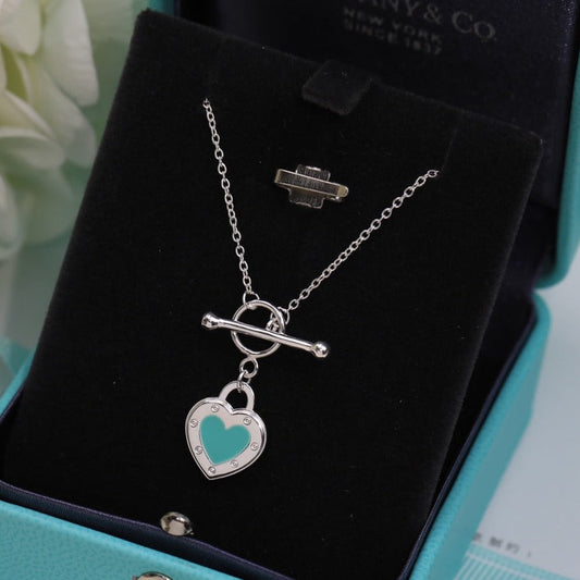[Lumi Jewelry]DOUBLE HEART BLUE NECKLACE