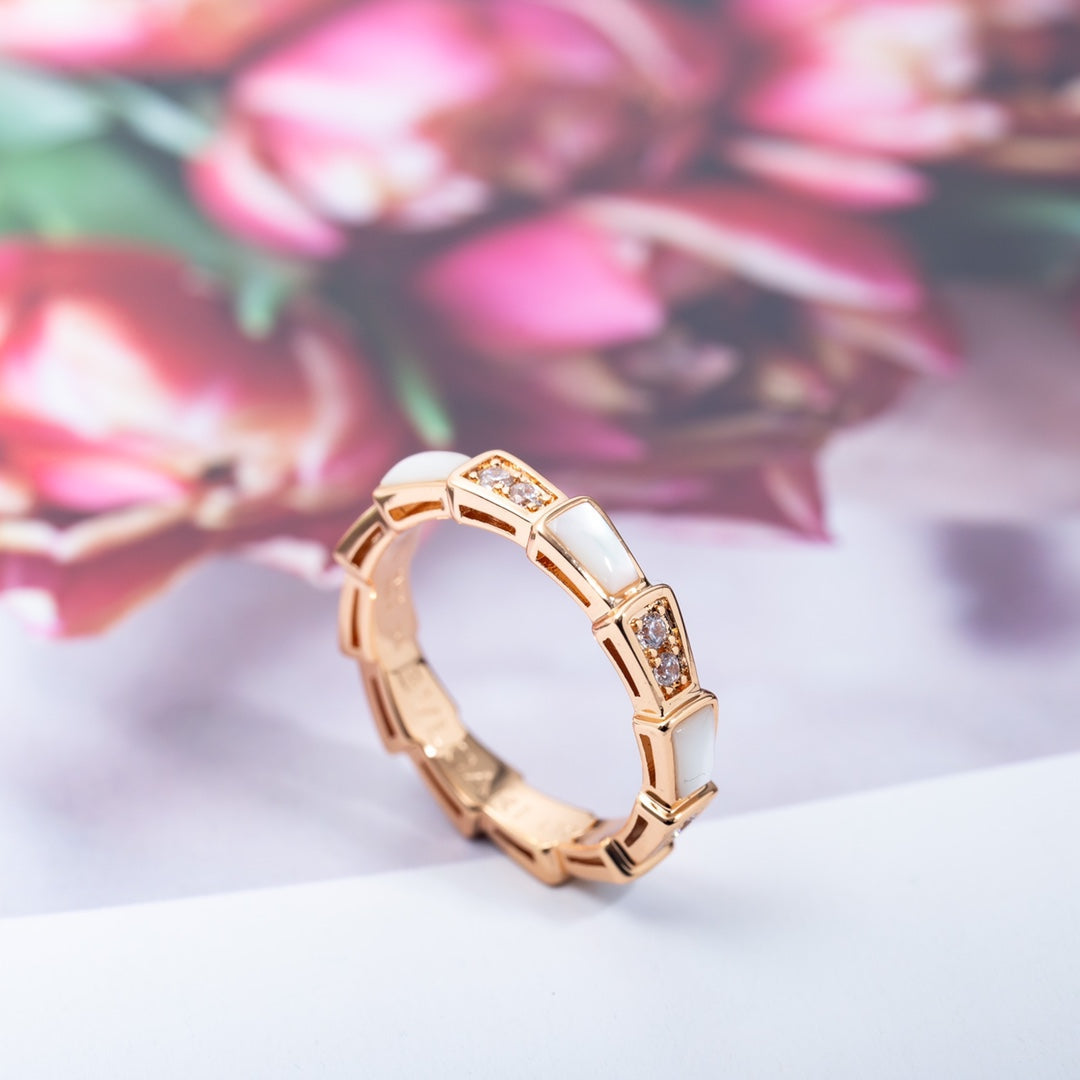 [Lumi Jewels]SERPENTI RING PINK GOLD DIAMOND MOP 3MM