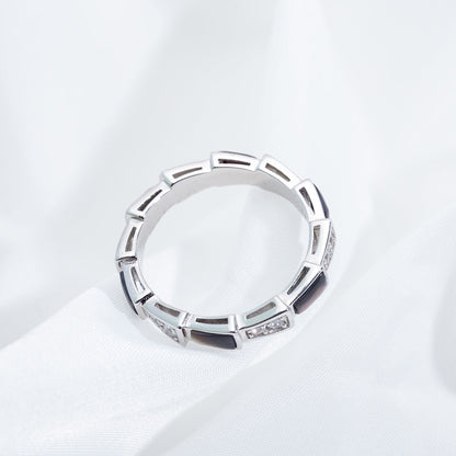 [Lumi Jewels]SERPENTI RING SILVER  DIAMOND BLACK MOP 3MM