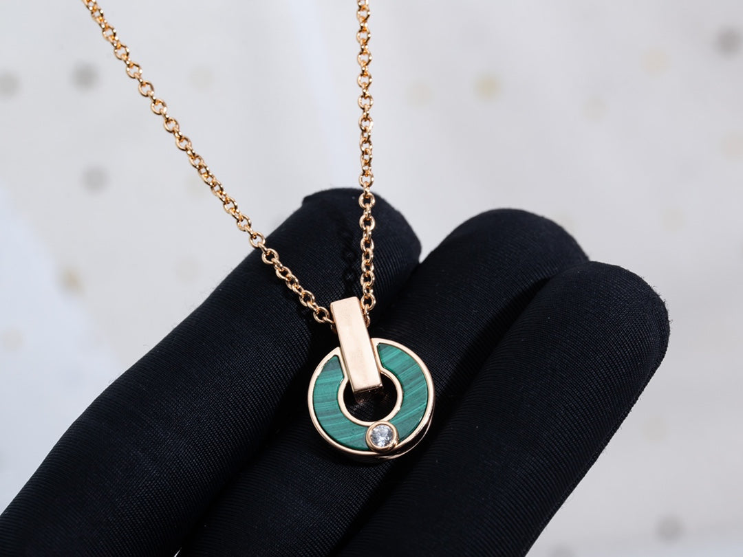 [Lumi Jewels]GARI NECKLACE PINK GOLD MALACHITE