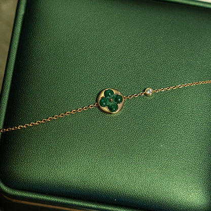 [Lumi Jewels]SUN MALACHITE 1 DIAMOND PINK GOLD BRACELET