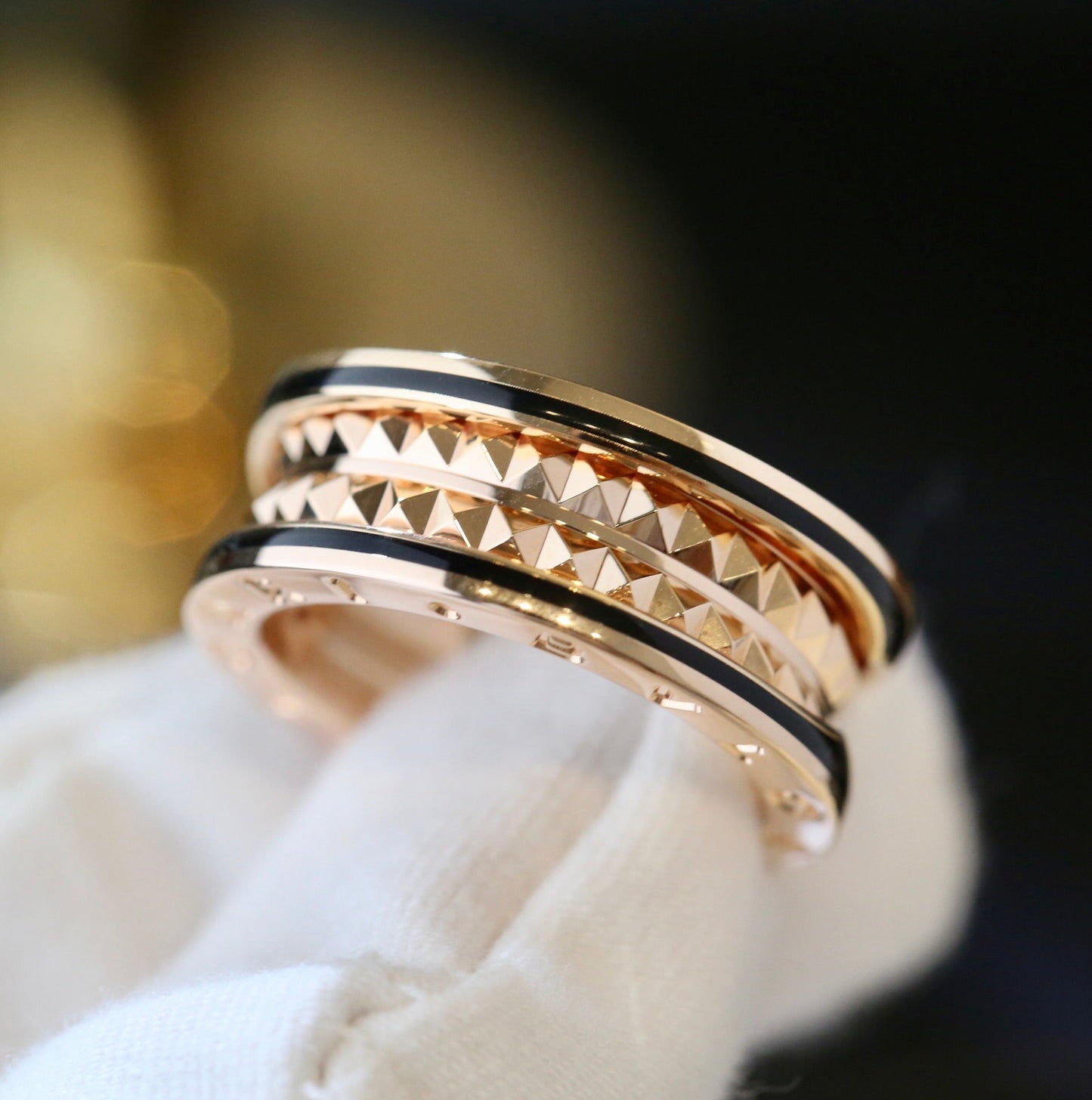 [Lumi Jewels]ZERO 1 PINK GOLD BLACK CERAMIC RING