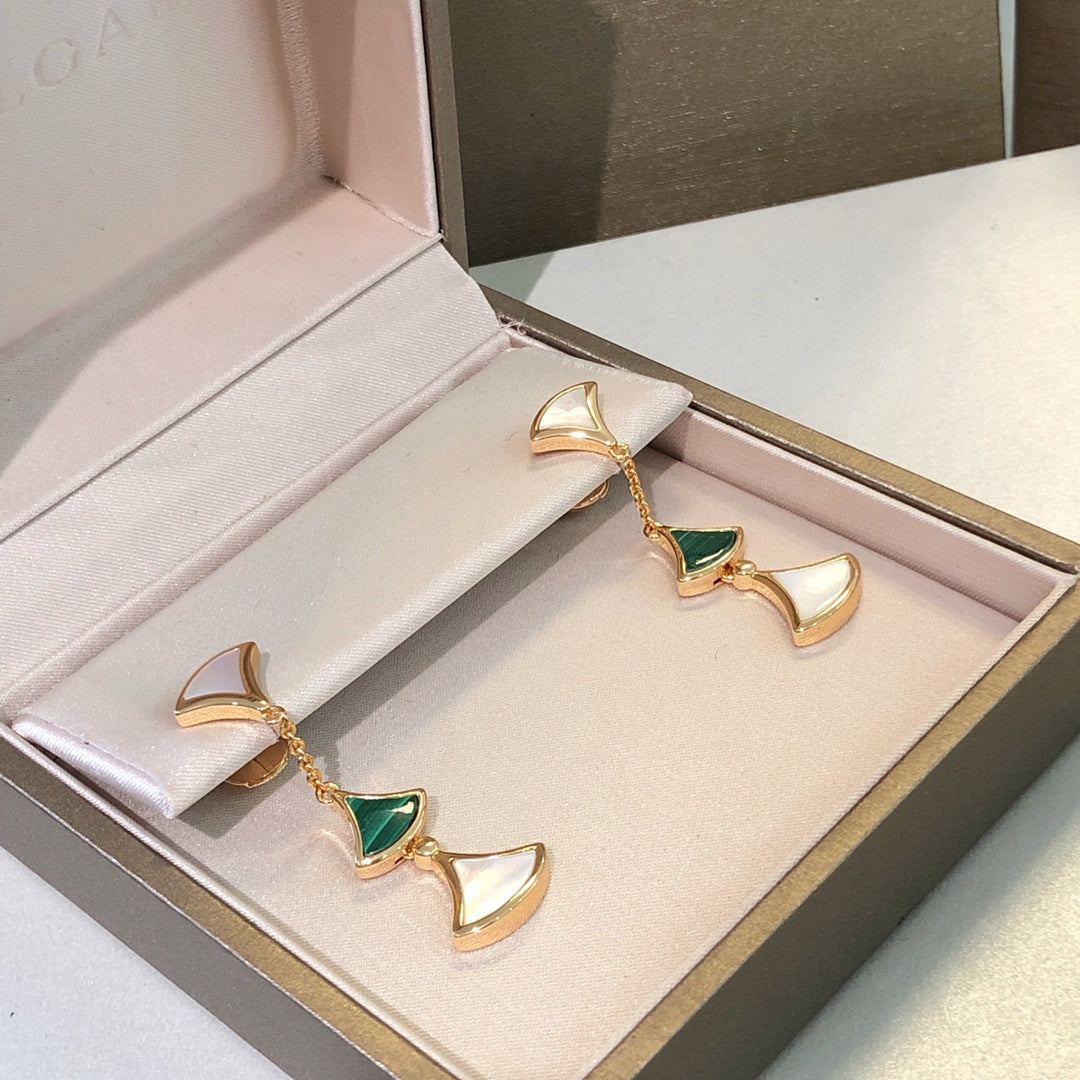 [Lumi Jewels]DREAM EARRINGS 3 MOTIFS MALACHITE MOP PINK GOLD