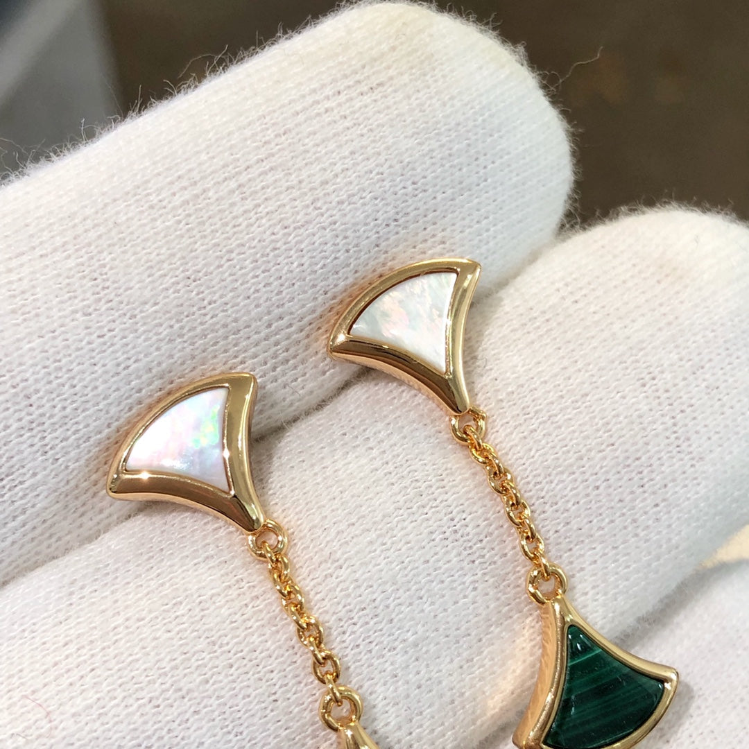 [Lumi Jewels]DREAM EARRINGS 3 MOTIFS MALACHITE MOP PINK GOLD